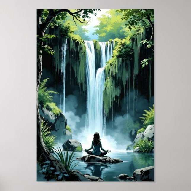 Anime Waterfall Serenity Wall Art Poster (Vorne)
