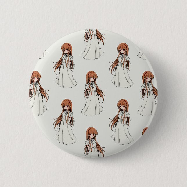 Anime Weeb Girl Manga-Muster Button (Vorderseite)