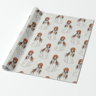 Anime Weeb Girl Manga-Muster Geschenkpapier