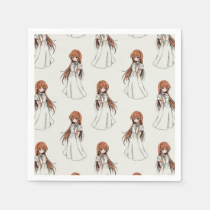 Anime Weeb Girl Manga-Muster Serviette