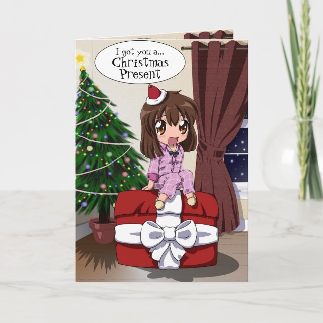 Anime-Weihnachten 2 Feiertagskarte (Vorderseite)