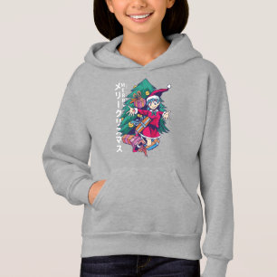 Anime-Weihnachtspullover - Glückliches Mädchen mit Hoodie