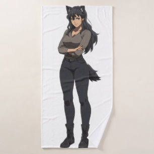 Anime Werewolf Woman Badehandtuch