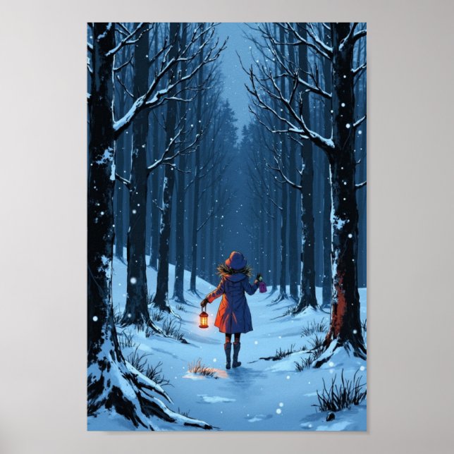 Anime Winter Lantern Snow Wall Art Poster (Vorne)