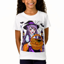 Anime Witch mit einem Körbchen von Pumpkins