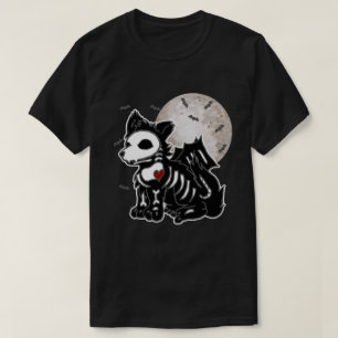 Anime Wolf Emo Goth Edgy Skeleton Halloween Dog T-Shirt