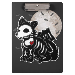 Anime Wolf Emo Gothic Edgy Skelett Halloween Hund  Klemmbrett