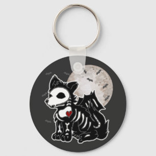 Anime Wolf Emo Gothic Edgy Skelett Halloween Hund  Schlüsselanhänger