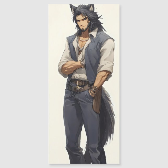 Anime Wolf Zaddy Magnetkarte (Vorderseite)