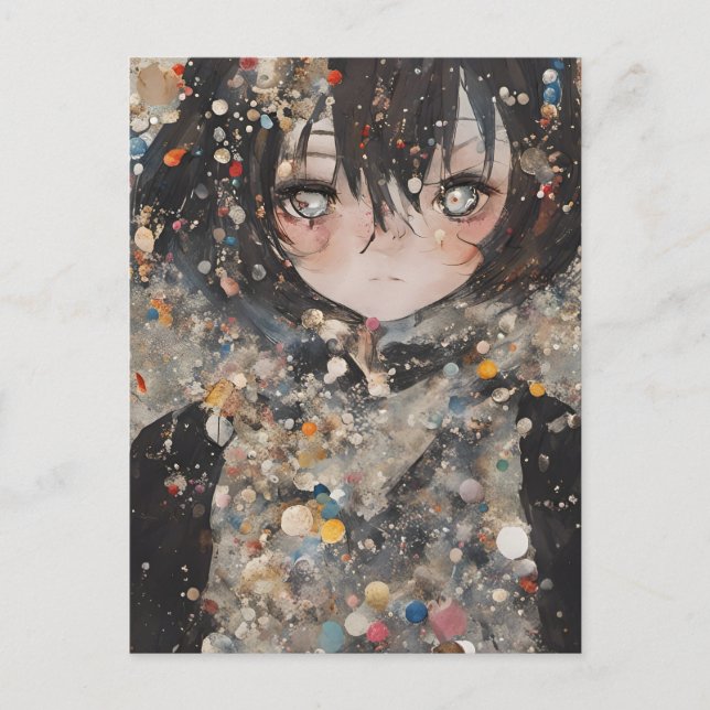Anime Woman Collage Postkarte (Vorderseite)