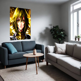 Anime young lady gelbes Haar und Augen | Art der A Poster