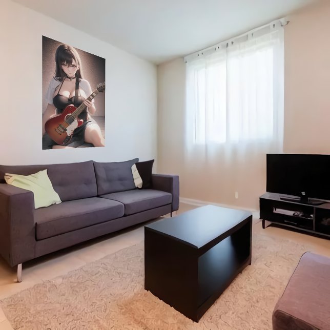 Anime young lady Gitarrist | AI Art Poster (Von Creator hochgeladen)