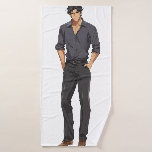 Anime Zaddy Handsome Man Badehandtuch (Badehandtuch)