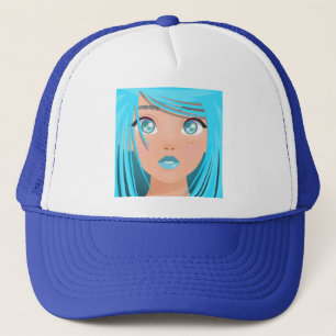 ANIME ZEICHENTRICK MÄDCHEN TRUCKERKAPPE