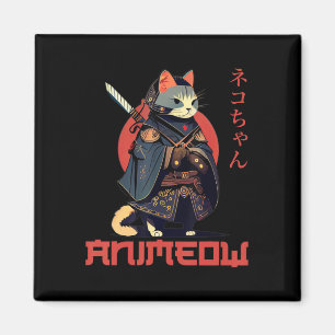 ANIMEOW Fun Niedlich Samurai Kawaii Cat Ninja Kost Magnet