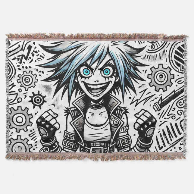 Animes Comic fröhliche Kunst Original blu_eyes bla Decke (Vorderseite)