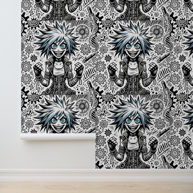 Animes Comic fröhliche Kunst Original blu_eyes bla Tapete (Anwendung)