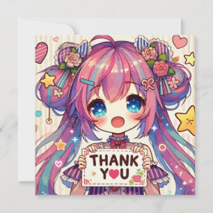 Animes Mädchen Personalisieren Benutzerdefiniert Dankeskarte