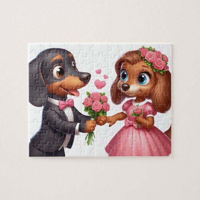 Animierte Dackel Valentine Puzzle (Horizontal)