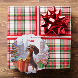 Animierte Dackel Welpe Personalisiert Ornament Karte