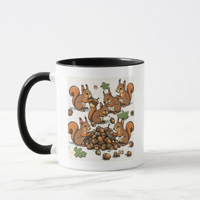 "Animierte Eichhörnchen sammeln Nuts" Tasse (Links)