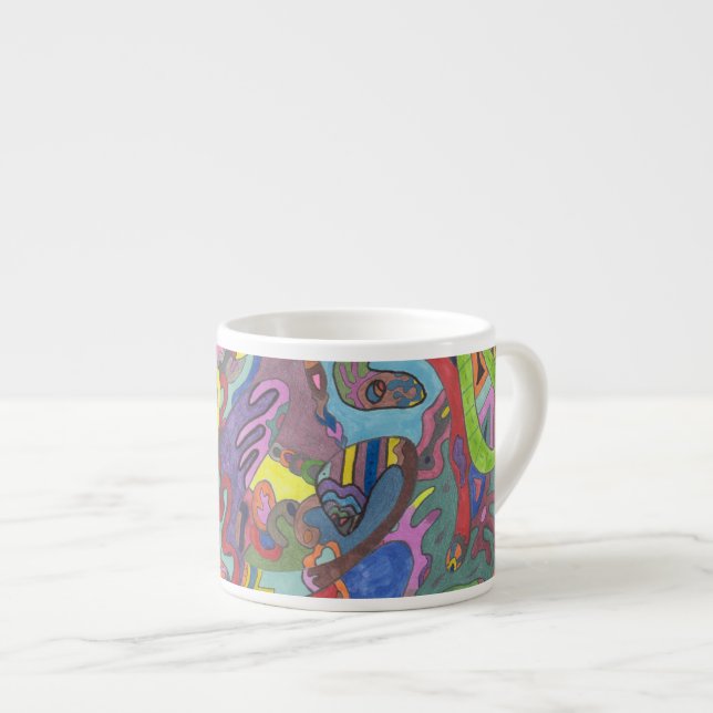 Animierte Farbe, originell abstrakt Espressotasse (Vorderseite Rechts)