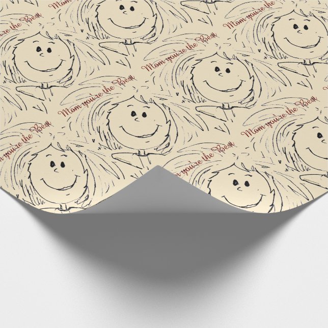 Animierte Hand gezeichnet weibliche Gesicht Mutter Geschenkpapier (Ecke)