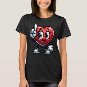 Animierte Herzfigur mit großen Augen und Sneaker T-Shirt