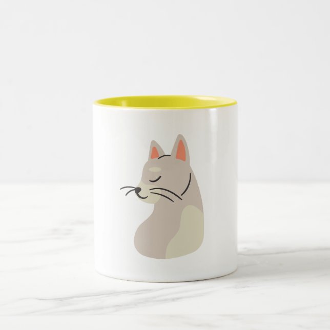 Animierte Katze Zweifarbige Tasse (Mittel)