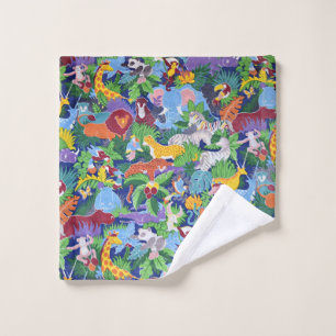 Animierte Safari-Tiere Waschlappen