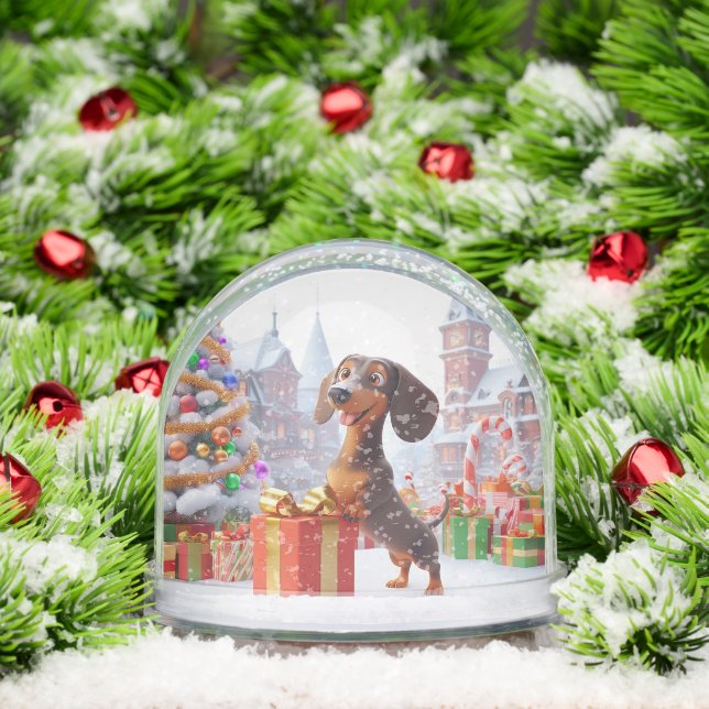 Animierte Weihnachts-Dackel Snow Globe Schneekugeln (Weihnachten)
