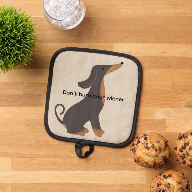 Animierter Dachshund Topflappen (Oben Unten)