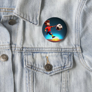 Animierter Fußballspieler mit Ball, Abzeichen Button