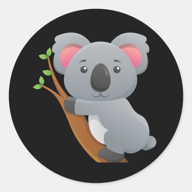Animierter Koala-Bär Runder Aufkleber (Vorderseite)