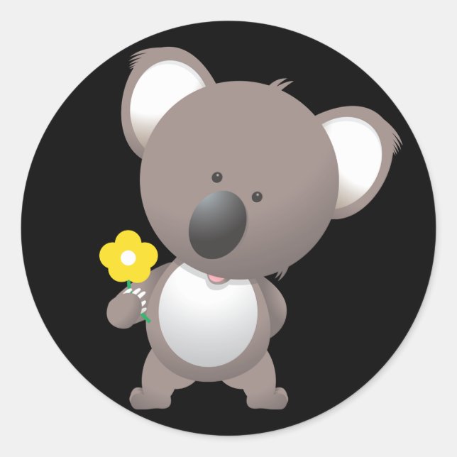 Animierter Koala-Bär Runder Aufkleber (Vorderseite)