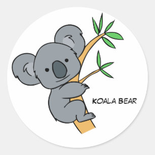 Animierter Koala-Bär Runder Aufkleber