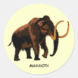 Animierter Mammoth Runder Aufkleber