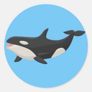 Animierter Orca-Wal Runder Aufkleber