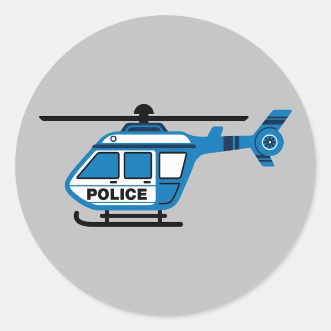 Animierter Polizeihubschrauber Runder Aufkleber (Vorderseite)