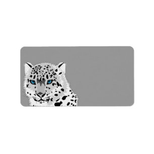 Animierter Schneeleopard Adressaufkleber