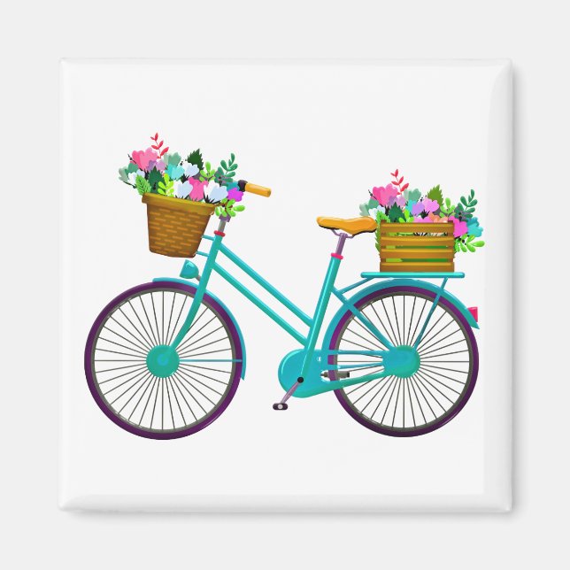 Animiertes Fahrrad mit Blume Magnet (Vorne)