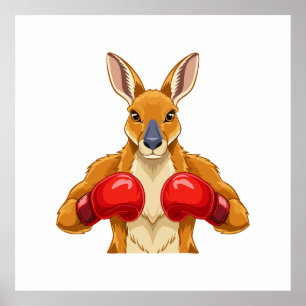 Animiertes Känguru mit roten Boxhandschuhen Poster