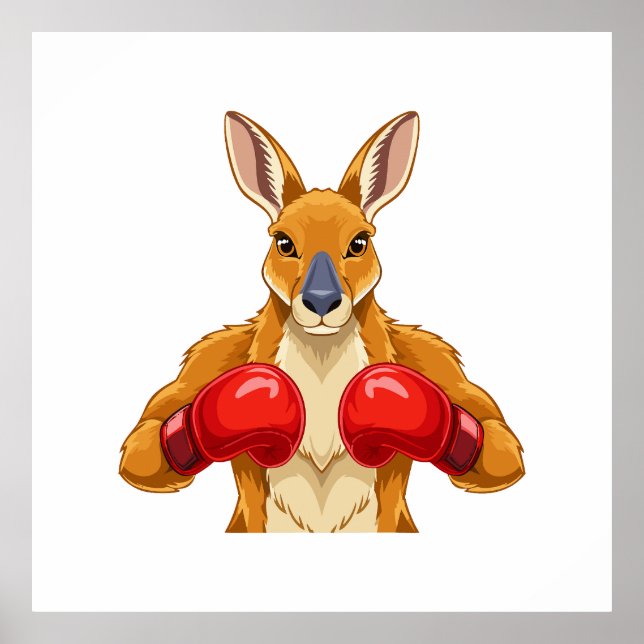 Animiertes Känguru mit roten Boxhandschuhen  Poster (Vorne)