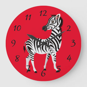 Animiertes Zebra Profile Poster Große Wanduhr