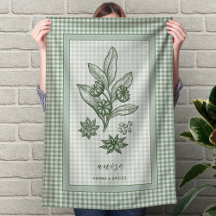 Anis-Kräuter-Küchentuch – grüne Gingham-Grenze