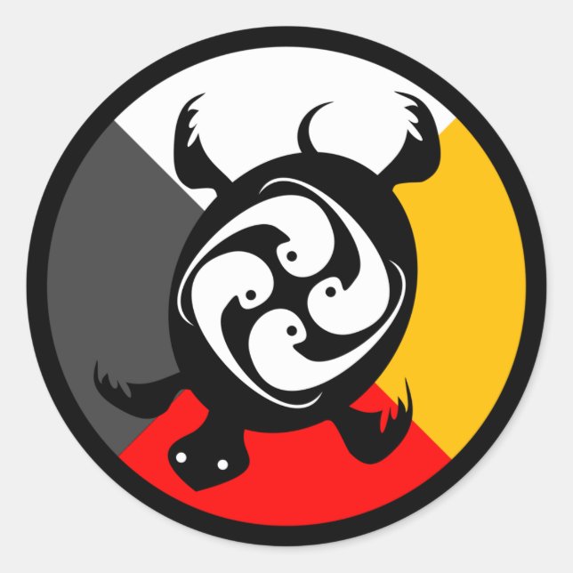 Anishinabek Dodem Miskwaadesi Runder Aufkleber (Vorderseite)