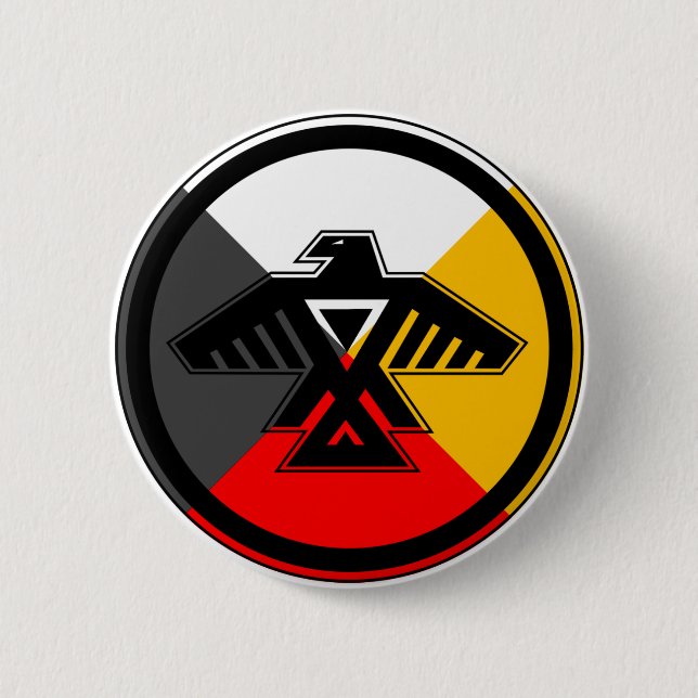 Anishinabek Dodem u. 4 Richtungs-Knopf Button (Vorderseite)