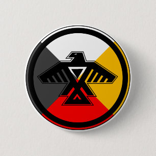 Anishinabek Dodem u. 4 Richtungs-Knopf Button