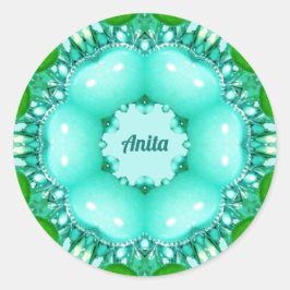 ANITA ~ Abstraktes Fraktal Muster ~ Runder Aufkleber