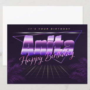 Anita Name Vorname lila retro Karte Geburtstag